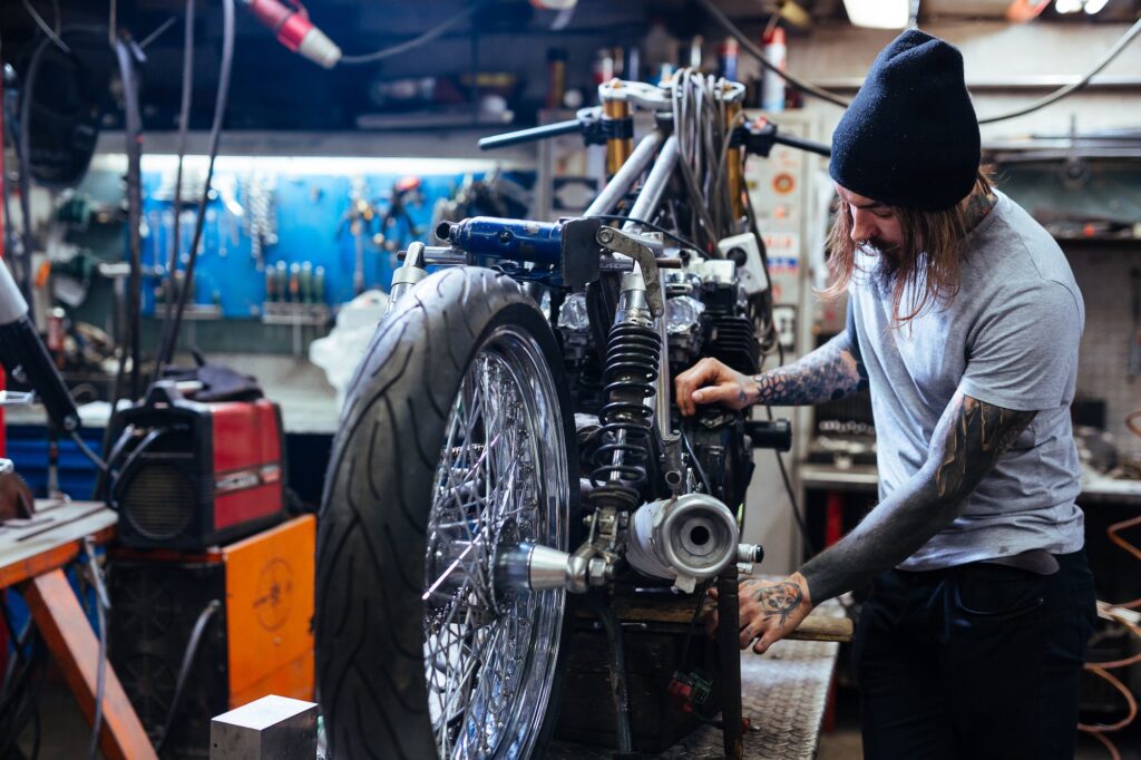 Repairman in garage